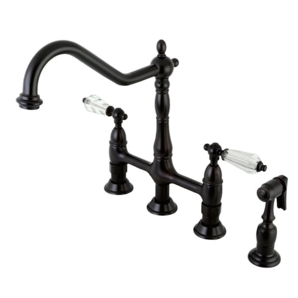 KS1275WLLBS Wilshire Bridge Kitchen Faucet W/ Brass Sprayer, Bronze